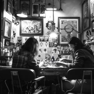 tattoo masters in the tattoo studio before tattoo removal session