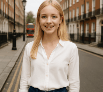 Woman wearing Joules sustainable clothing initiative and ReWear programme products.